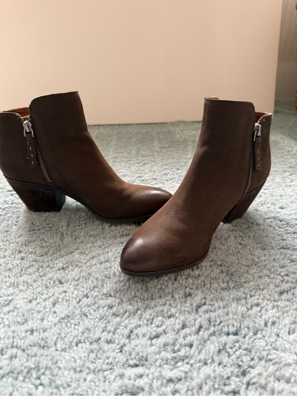 Women’s Frye Brown Leather Ankle Boot with Side Zip